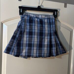 Uniform Plaid School Girl Skirt Blue and Black Pleated Mini Skater Skort Size 6